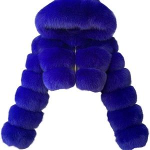 What you see is what you get!!! Great quality Crop Faux Rabbit fur jacket!!